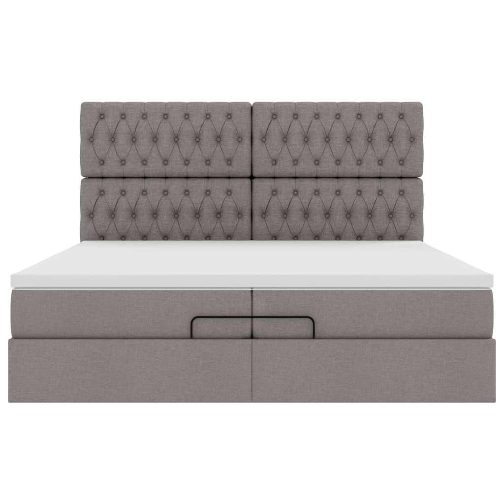 vidaXL Lit-coffre avec matelas et LED taupe 200x200 cm Tissu