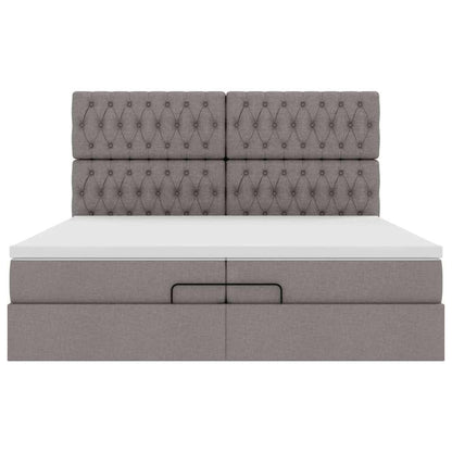 vidaXL Lit-coffre avec matelas et LED taupe 200x200 cm Tissu