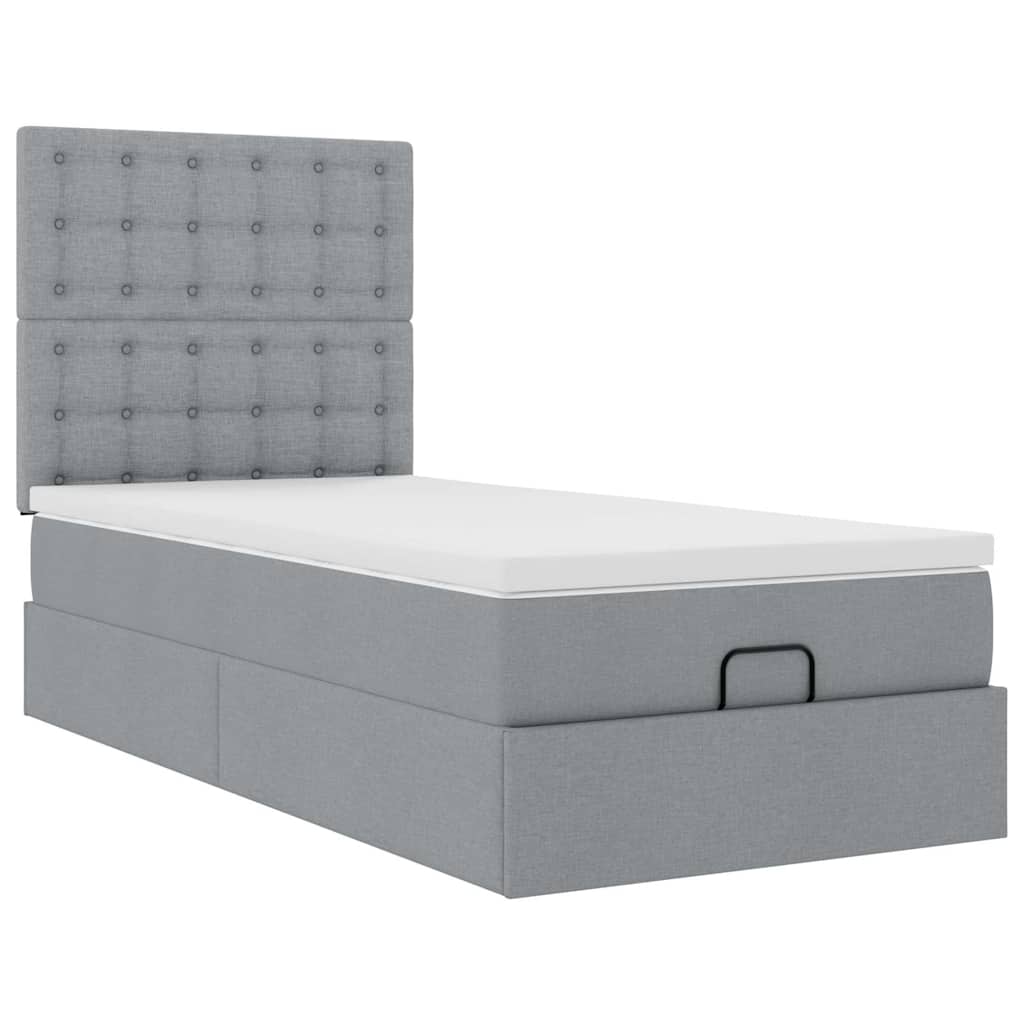 vidaXL Lit ottoman avec matelas et LED gris clair 80x200 cm tissu