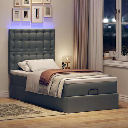 vidaXL Ottomane Bett mit Matratze & LEDs Dunkelgrau 80x200 cm Stoff