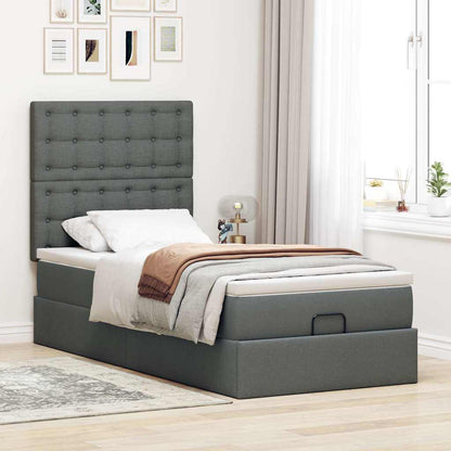 vidaXL Ottomane Bett mit Matratze & LEDs Dunkelgrau 80x200 cm Stoff