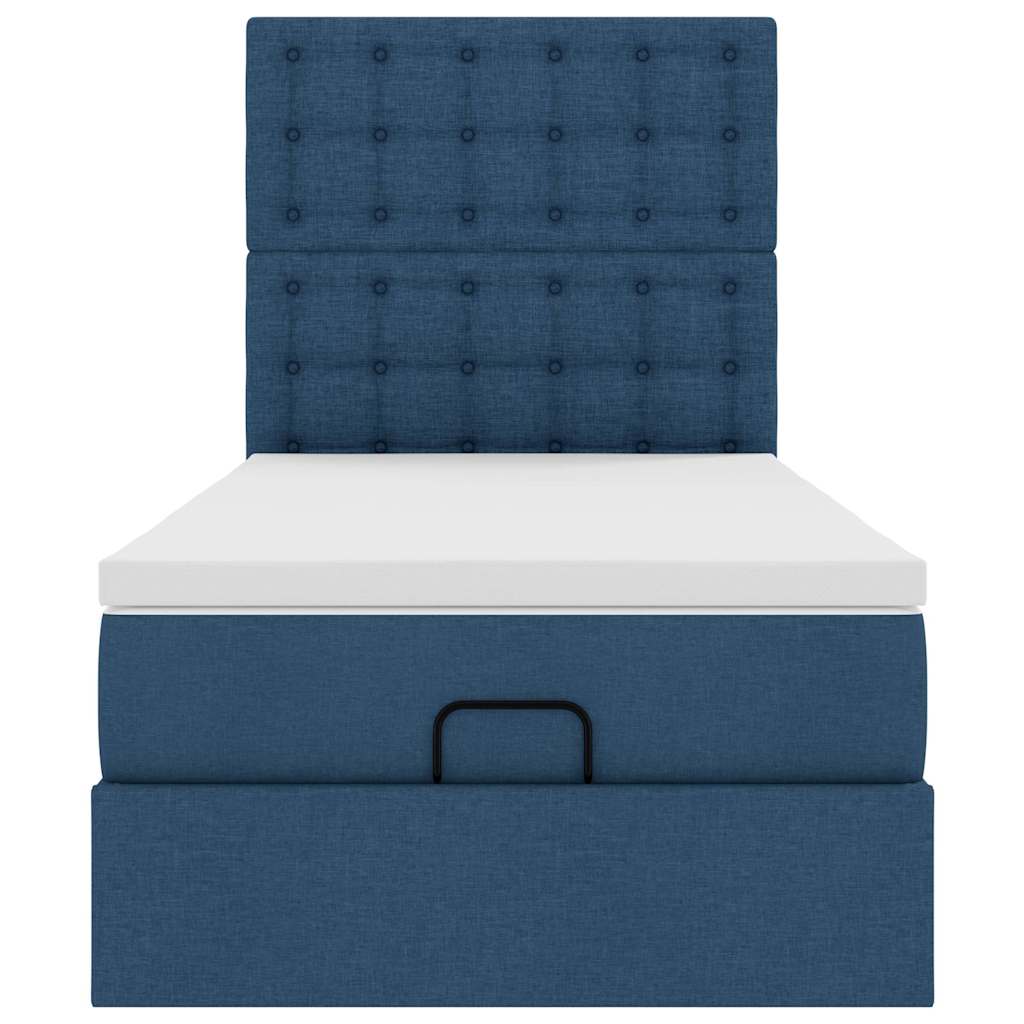 Ottoman-Bett mit Matratze & LEDs Blau 80x200 cm Stoff