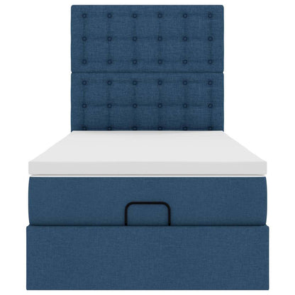 Ottoman-Bett mit Matratze & LEDs Blau 80x200 cm Stoff