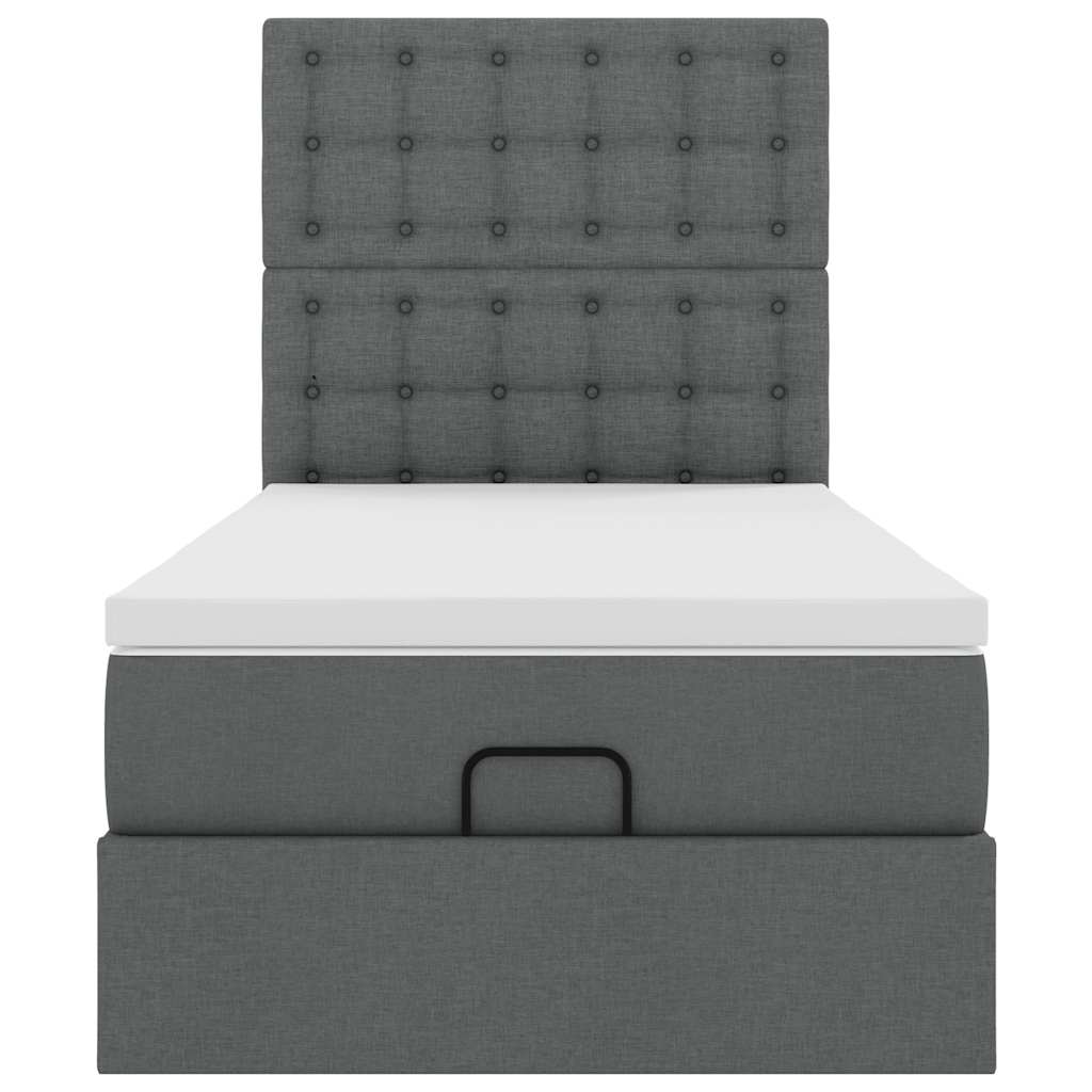 vidaXL Ottoman-Bett mit Matratze & LEDs Dunkelgrau 90x190 cm Stoff