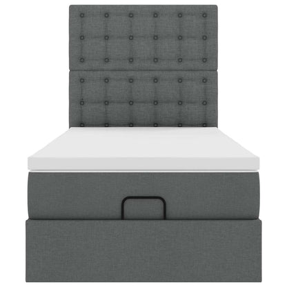 vidaXL Ottoman-Bett mit Matratze & LEDs Dunkelgrau 90x190 cm Stoff