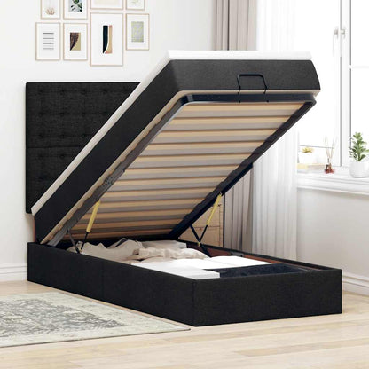 vidaXL Lit ottoman avec matelas et LED Noir 90x190 cm Tissu