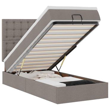 vidaXL Lit ottoman avec matelas et LED taupe 90x190 cm tissu