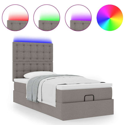 vidaXL Lit ottoman avec matelas et LED taupe 90x190 cm tissu