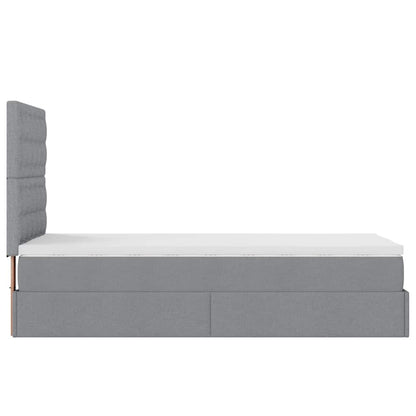 vidaXL Ottomane Bett mit Matratze & LEDs Hellgrau 90x200 cm Stoff