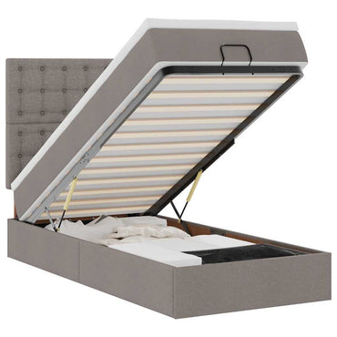 vidaXL Lit ottoman avec matelas et LED Taupe 90x200 cm Tissu
