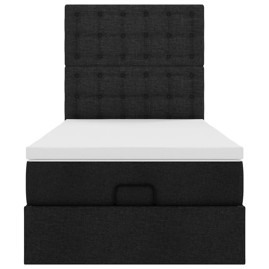 vidaXL Lit ottoman avec matelas et LED Noir 100x200 cm Tissu
