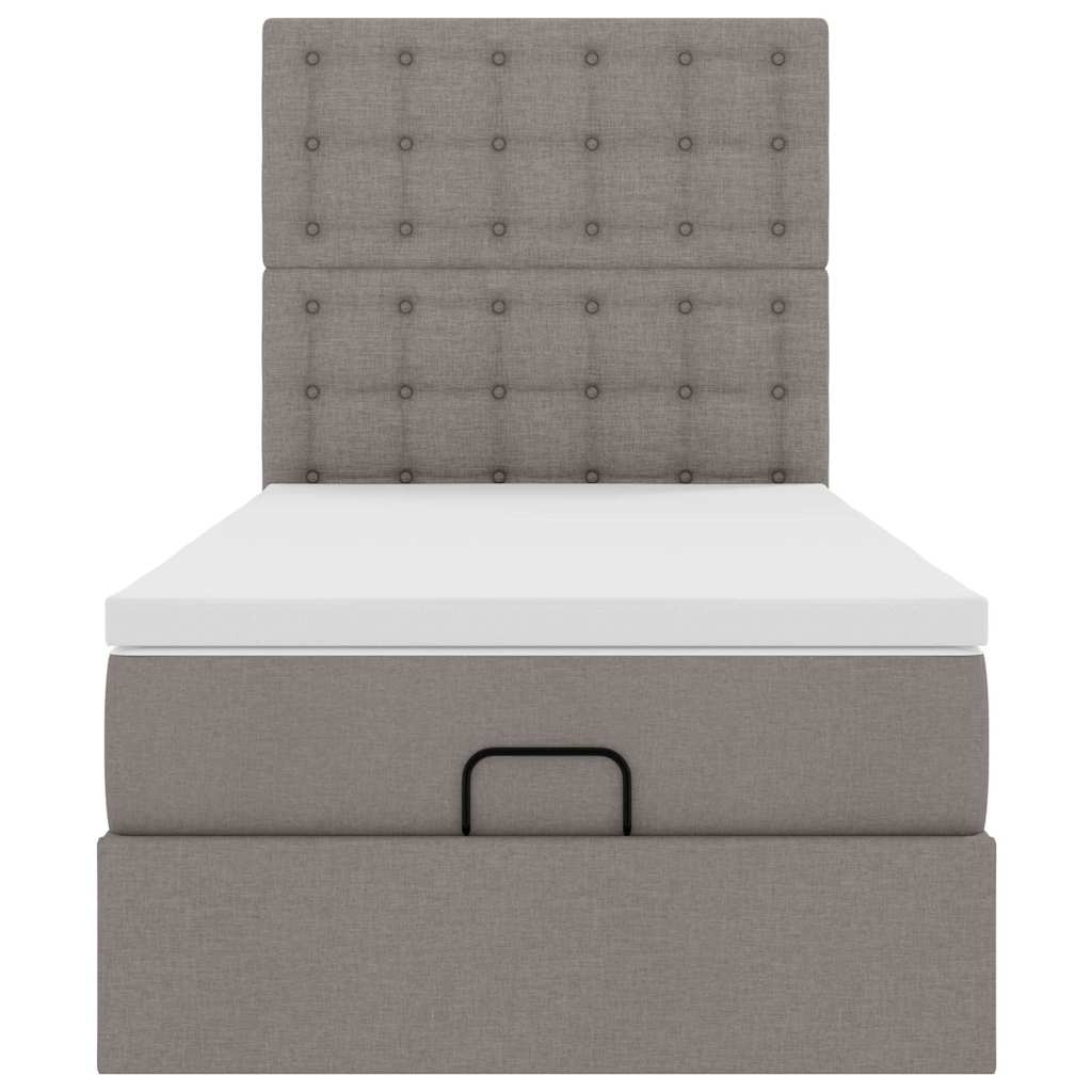 vidaXL Lit ottoman avec matelas et LED taupe 100x200 cm tissu