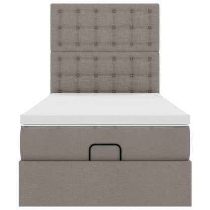 vidaXL Lit ottoman avec matelas et LED taupe 100x200 cm tissu