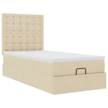 vidaXL Lit ottoman avec matelas et LED Crème 100x200 cm Tissu