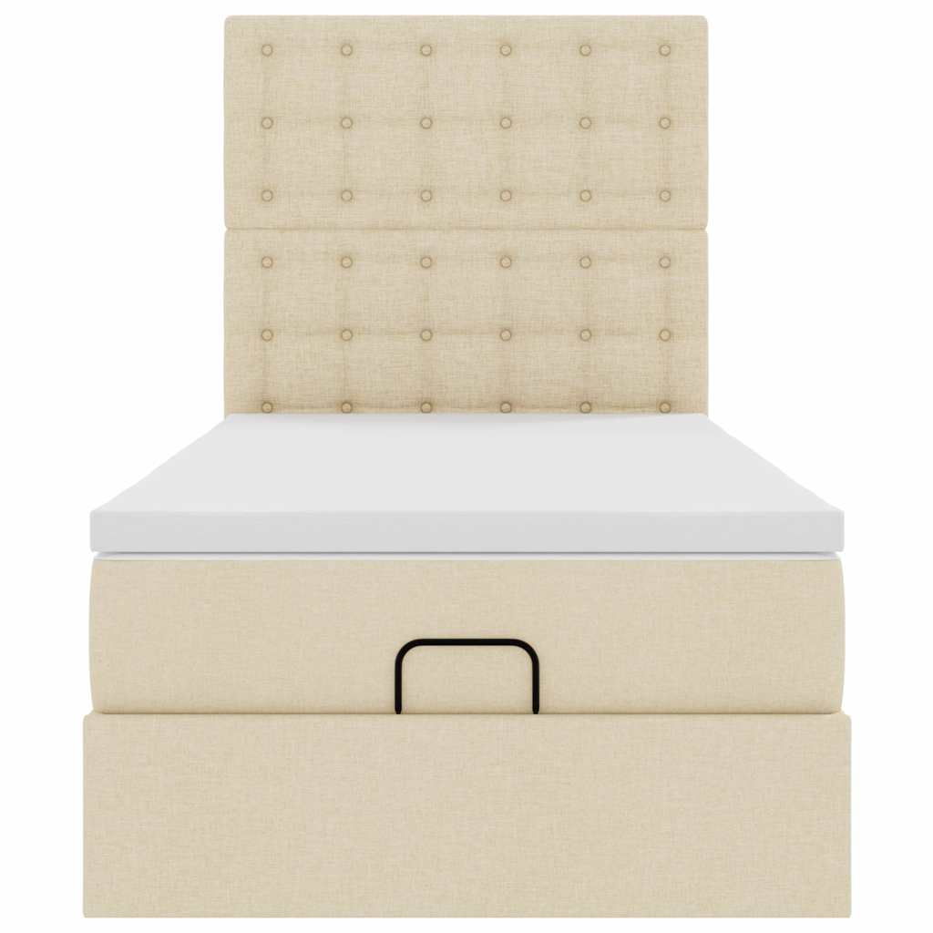 vidaXL Lit ottoman avec matelas et LED Crème 100x200 cm Tissu