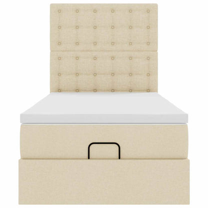 vidaXL Lit ottoman avec matelas et LED Crème 100x200 cm Tissu
