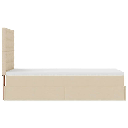 vidaXL Lit ottoman avec matelas et LED Crème 100x200 cm Tissu