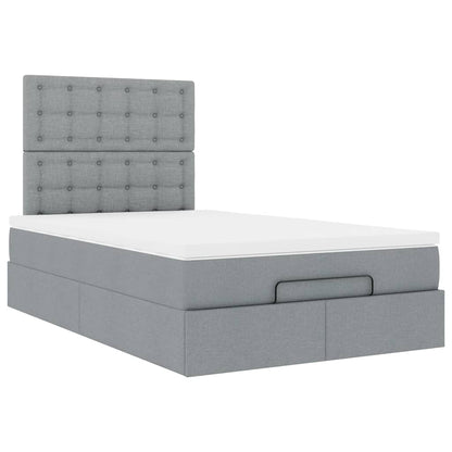 vidaXL Ottoman-Bett mit Matratze & LEDs Hellgrau 120x190 cm Stoff