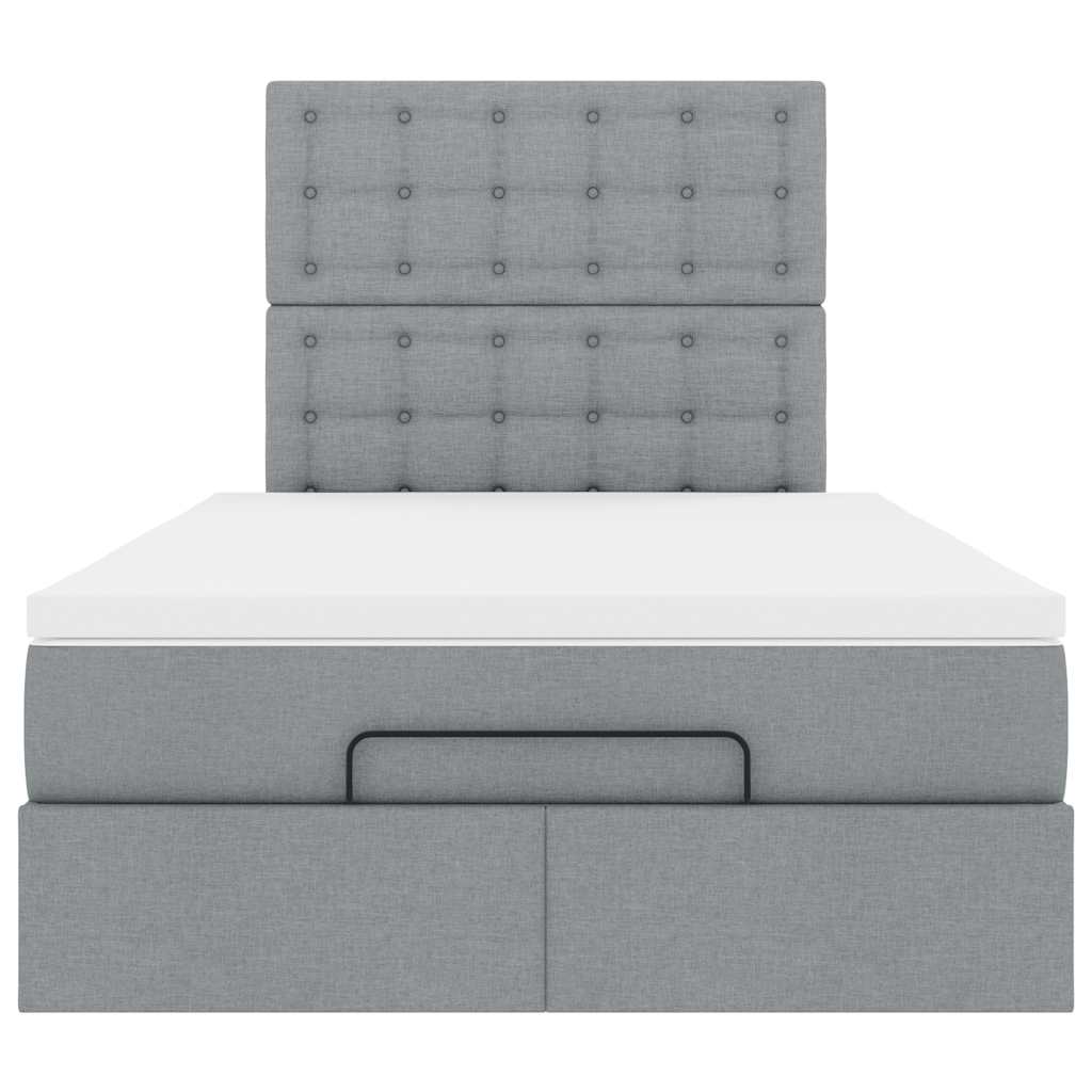 vidaXL Ottoman-Bett mit Matratze & LEDs Hellgrau 120x190 cm Stoff