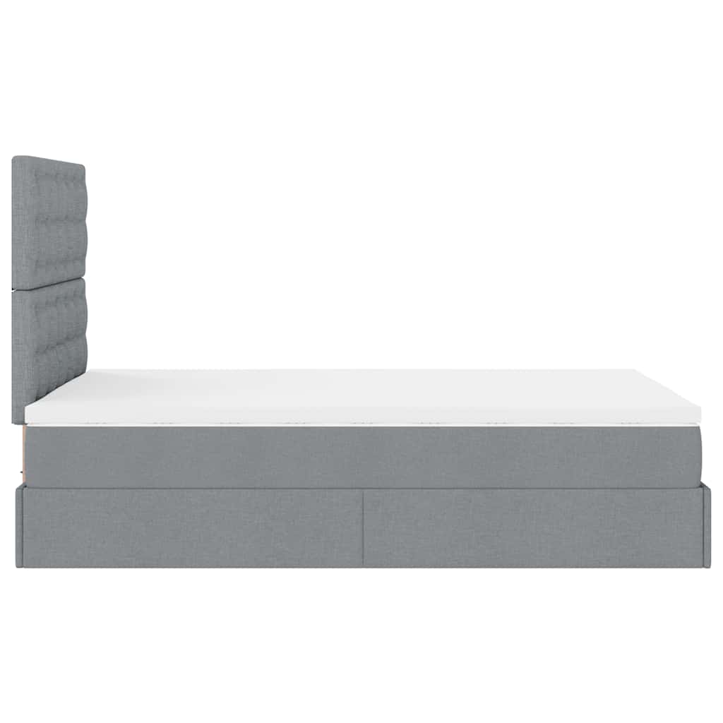 vidaXL Ottoman-Bett mit Matratze & LEDs Hellgrau 120x190 cm Stoff