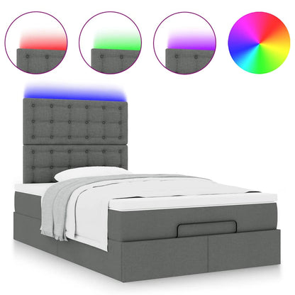 vidaXL Ottoman-Bett mit Matratze & LEDs Dunkelgrau 120x190 cm Stoff
