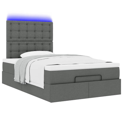 vidaXL Ottoman-Bett mit Matratze & LEDs Dunkelgrau 120x190 cm Stoff