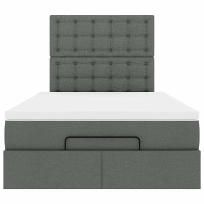 vidaXL Ottoman-Bett mit Matratze & LEDs Dunkelgrau 120x190 cm Stoff