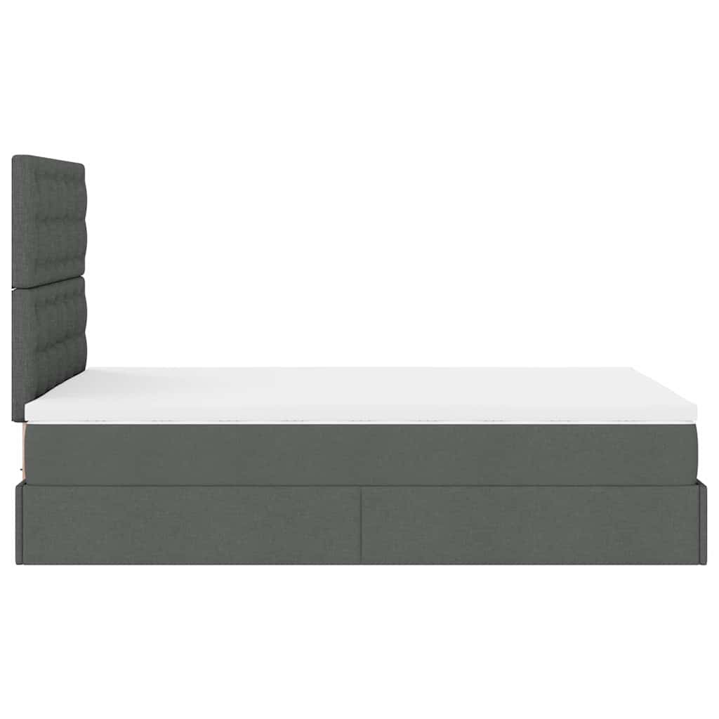 vidaXL Ottoman-Bett mit Matratze & LEDs Dunkelgrau 120x190 cm Stoff