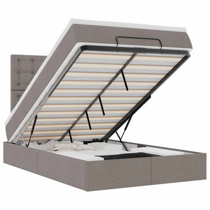 Ottoman-Bett mit Matratze & LEDs Taupe 120x190 cm Stoff