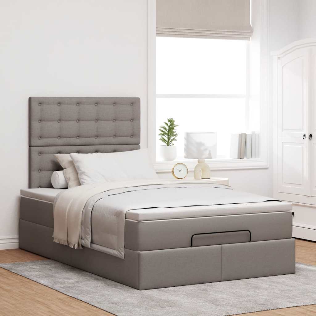vidaXL Lit ottoman avec matelas et LED Taupe 120x190 cm Tissu