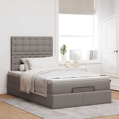 vidaXL Lit ottoman avec matelas et LED Taupe 120x190 cm Tissu