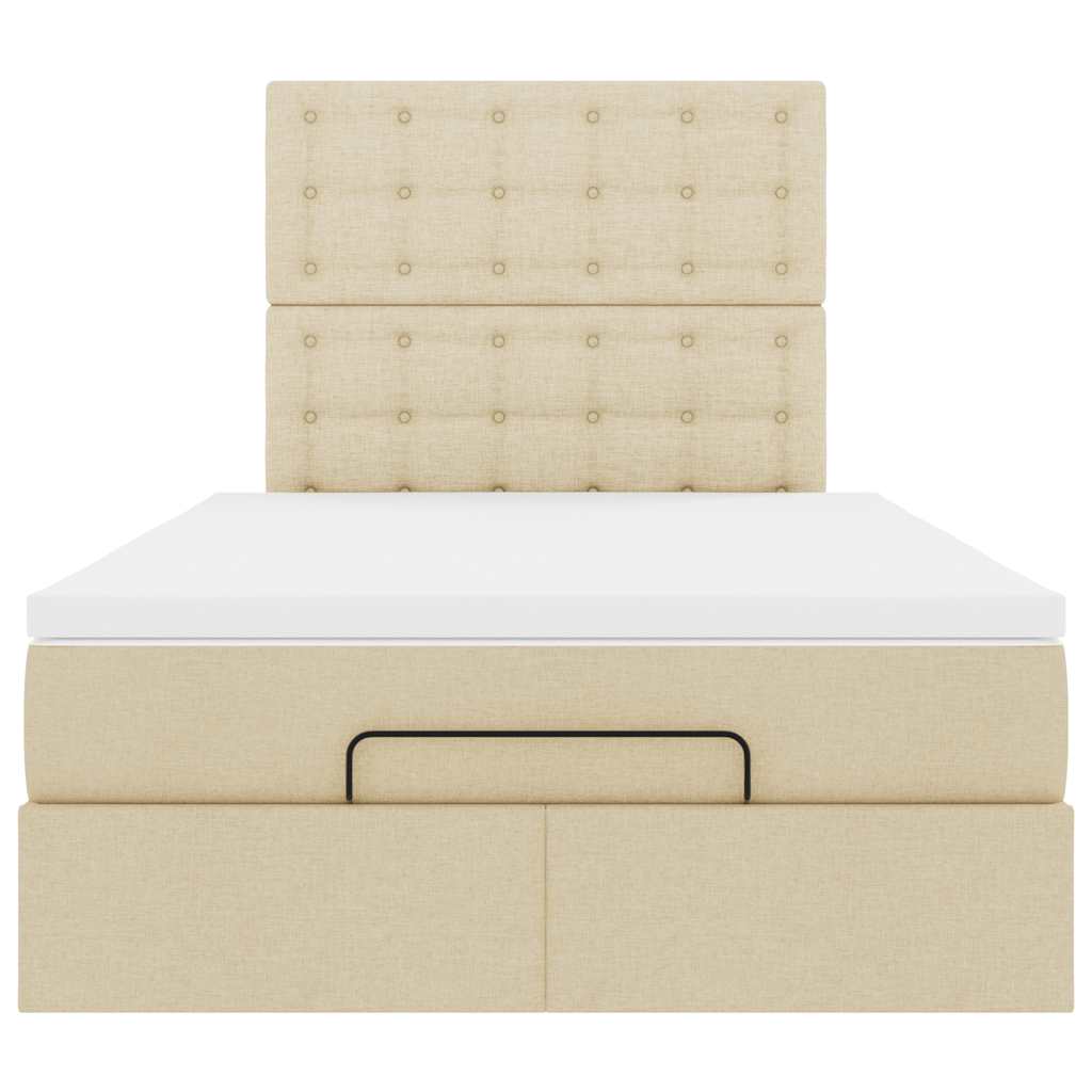 vidaXL Ottoman-Bett mit Matratze & LEDs Creme 120x190 cm Stoff