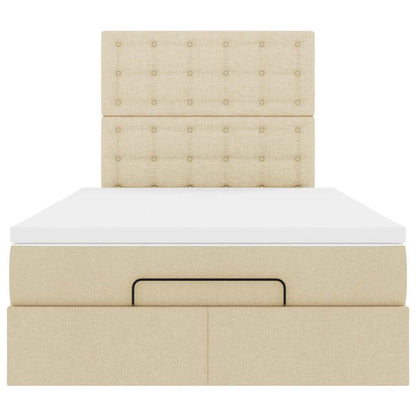 vidaXL Ottoman-Bett mit Matratze & LEDs Creme 120x190 cm Stoff