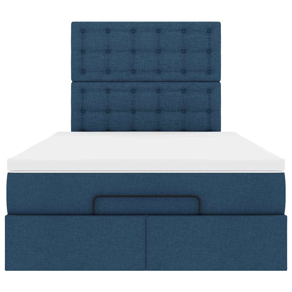 vidaXL Ottoman-Bett mit Matratze & LEDs Blau 120x190 cm Stoff