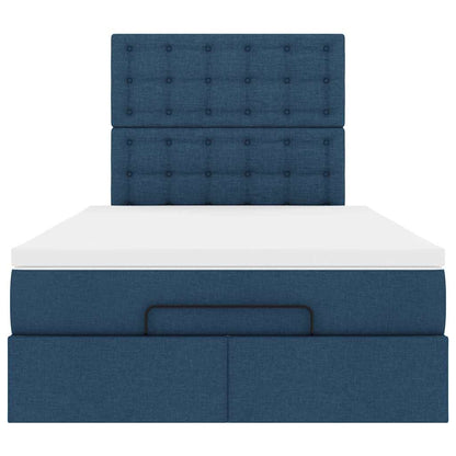 vidaXL Ottoman-Bett mit Matratze & LEDs Blau 120x190 cm Stoff