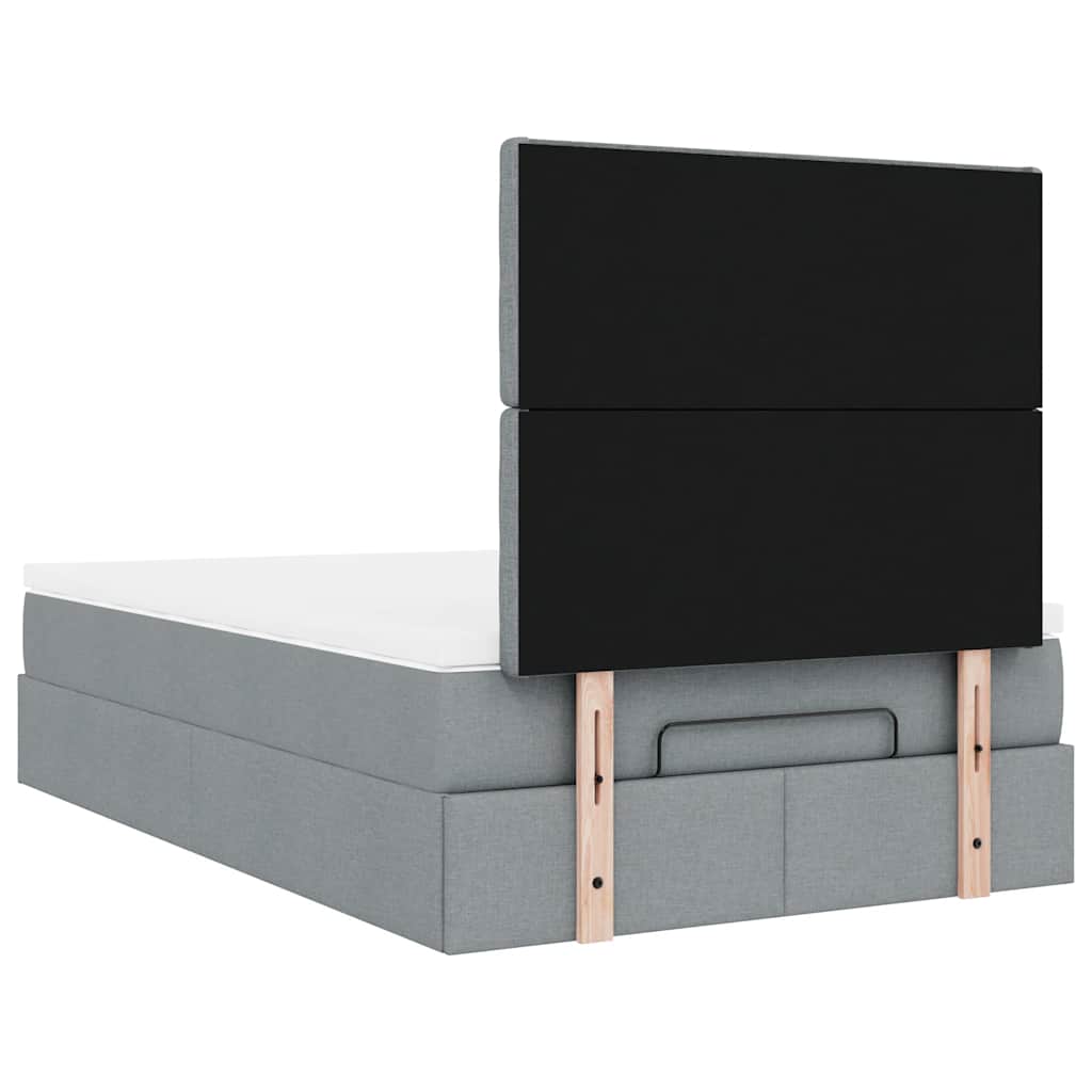 vidaXL Ottoman-Bett mit Matratze & LEDs Hellgrau 120x200 cm Stoff