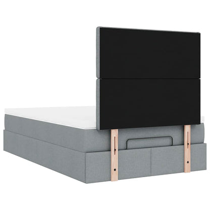 vidaXL Ottoman-Bett mit Matratze & LEDs Hellgrau 120x200 cm Stoff