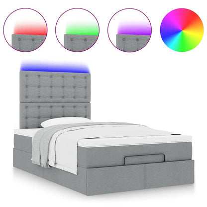 vidaXL Ottoman-Bett mit Matratze & LEDs Hellgrau 120x200 cm Stoff