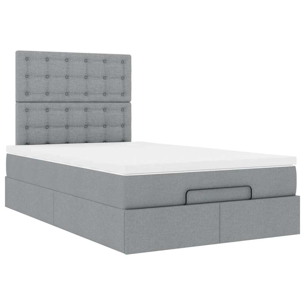vidaXL Ottoman-Bett mit Matratze & LEDs Hellgrau 120x200 cm Stoff