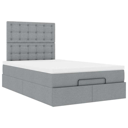 vidaXL Ottoman-Bett mit Matratze & LEDs Hellgrau 120x200 cm Stoff