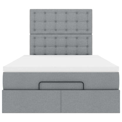 vidaXL Ottoman-Bett mit Matratze & LEDs Hellgrau 120x200 cm Stoff