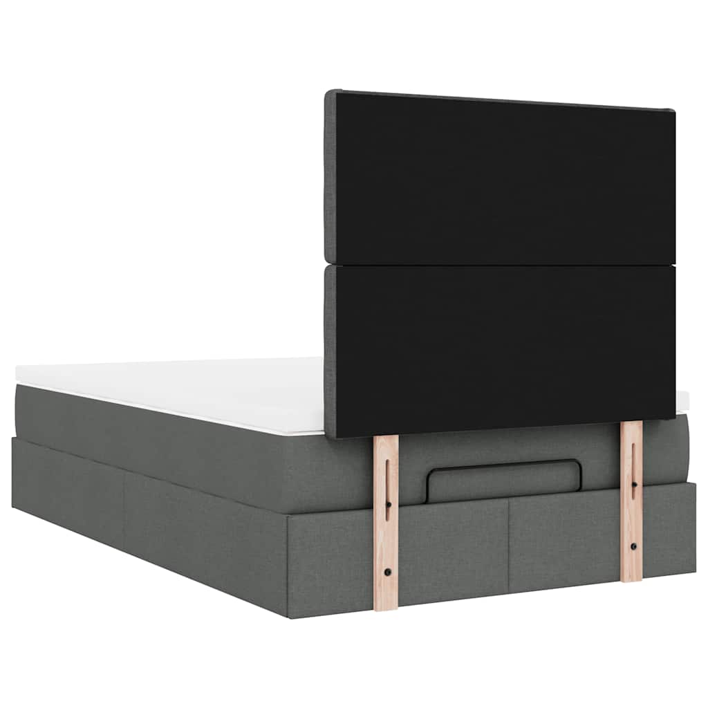 vidaXL Ottoman-Bett mit Matratze & LEDs Dunkelgrau 120x200 cm Stoff
