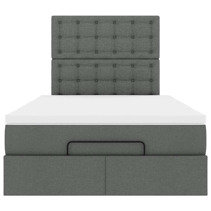 vidaXL Ottoman-Bett mit Matratze & LEDs Dunkelgrau 120x200 cm Stoff