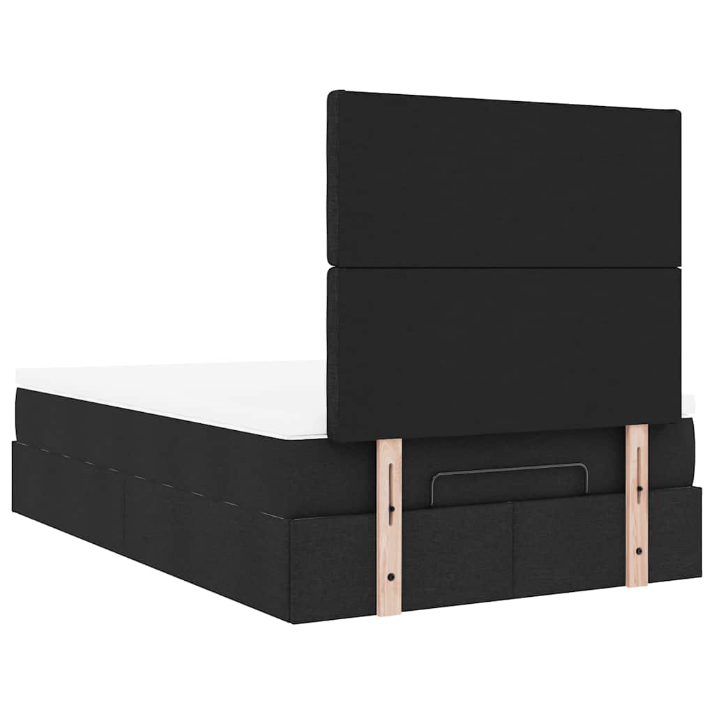vidaXL Ottoman-Bett mit Matratze & LEDs Schwarz 120x200 cm Stoff