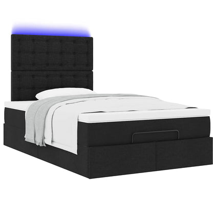 vidaXL Ottoman-Bett mit Matratze & LEDs Schwarz 120x200 cm Stoff