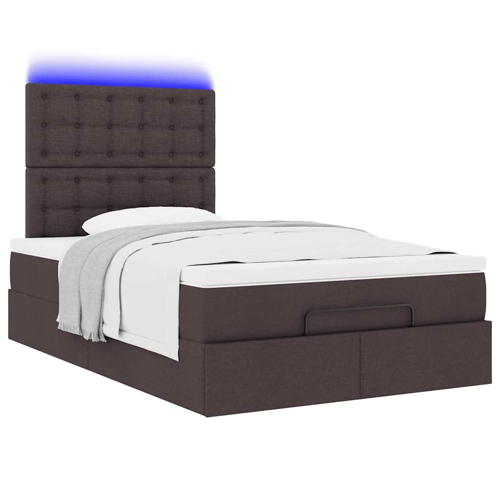 vidaXL Lit ottoman avec matelas et LED Marron foncé 120x200 cm Tissu