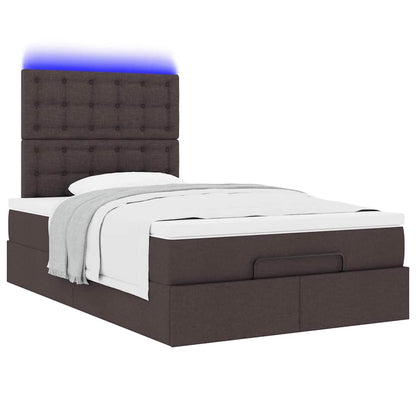 vidaXL Lit ottoman avec matelas et LED Marron foncé 120x200 cm Tissu