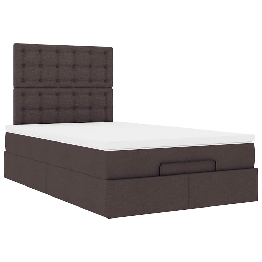 vidaXL Lit ottoman avec matelas et LED Marron foncé 120x200 cm Tissu
