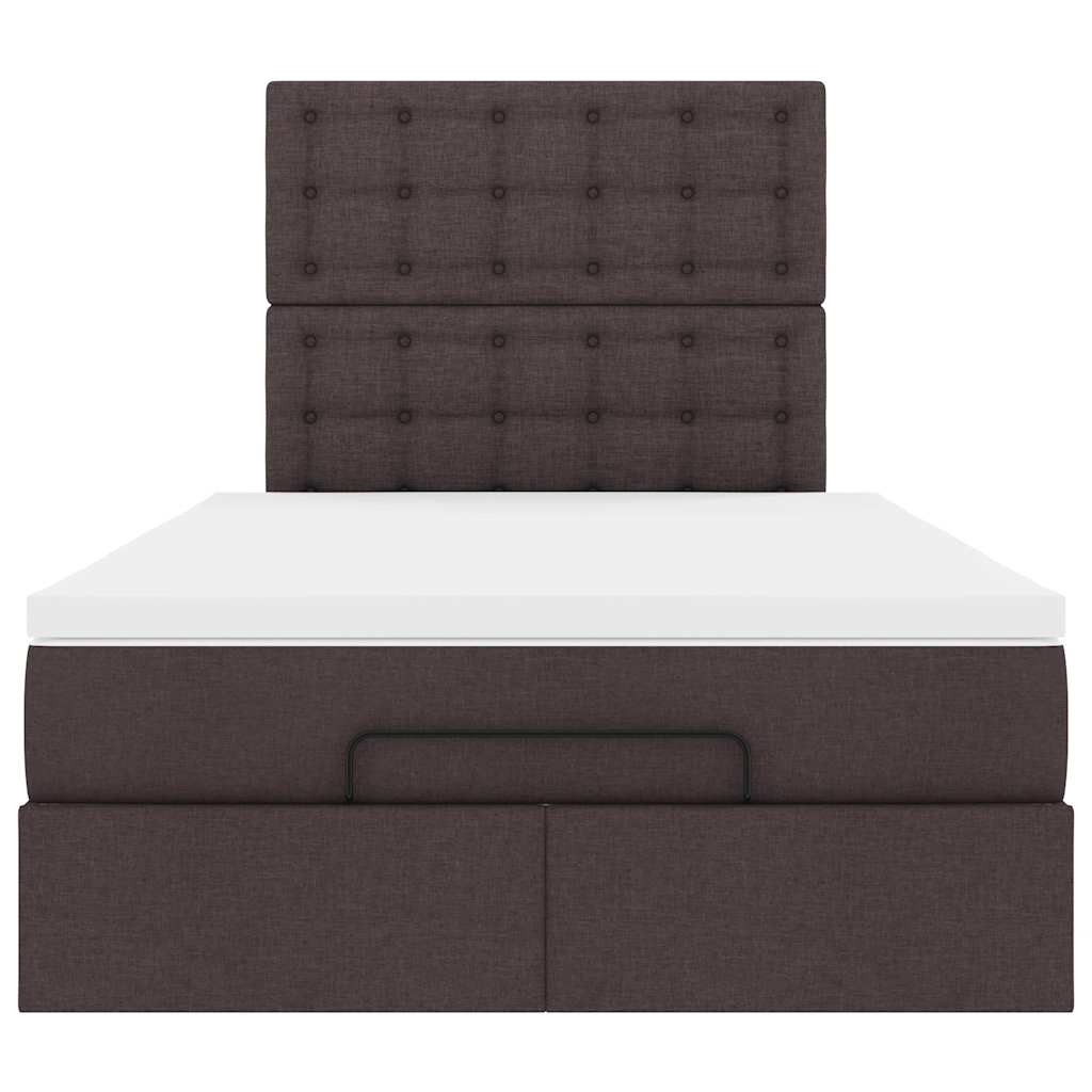 vidaXL Lit ottoman avec matelas et LED Marron foncé 120x200 cm Tissu