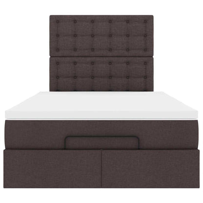 vidaXL Lit ottoman avec matelas et LED Marron foncé 120x200 cm Tissu